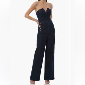 AFRM Bailey Strapless Denim Jumpsuit